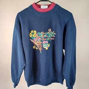 Gopher Sport Vintage Grannycore Floral Garden Graphic Double Crewneck Sweatshirt